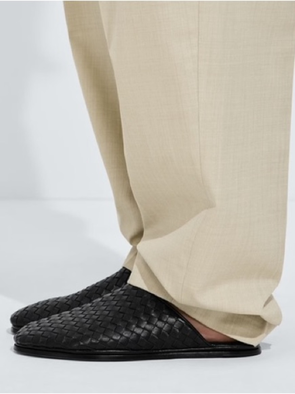 Bottega Veneta Sunday Slipper Mule Slide Black Intrecciato Leather 46 / 13 Woven